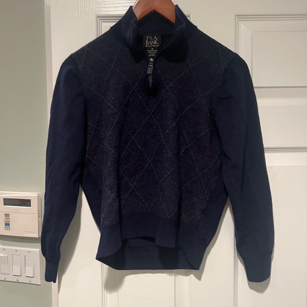 Kids Navy Sweater by Jos. A. Bank 1/4 Zip Argyle Navy